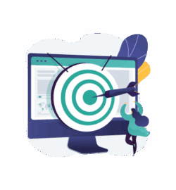 An image of a target with arrows on a computer screen, symbolizing achieving marketing goals